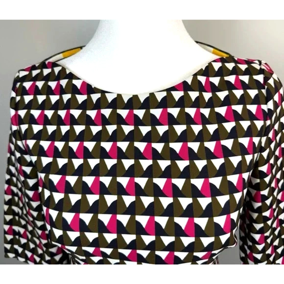 Hugo Boss Dareika Anthracite Sheath Dress Geometric Print Short Sleeve 2 XS - Picture 5 of 12